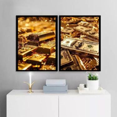Imagem de Kit 2 Quadros Arquétipo Dinheiro Fortuna 33X24Cm - Com Vidro
