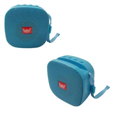 Imagem de Caixa de Som Bluetooth 5W com Alça, Suporte para Celular, Entrada Micro SD e Cabo Auxiliar, Várias Cores (Ciano)