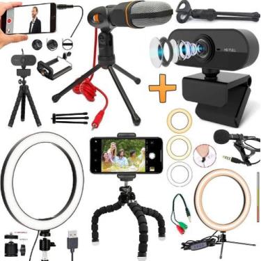 Imagem de Kit Webcam Full Hd 1080p Usb Microfone Condensador Stream Live Alta Re