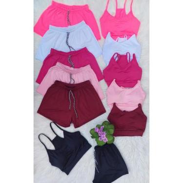 Imagem de Conjunto Cropped Top Com Bojo + Short Liso - Gringas Model, Pink, únic