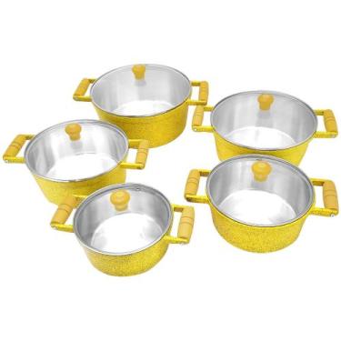Imagem de Jogo panela caçarola alumínio fundido amarelo tp vidro(colors) - Artec