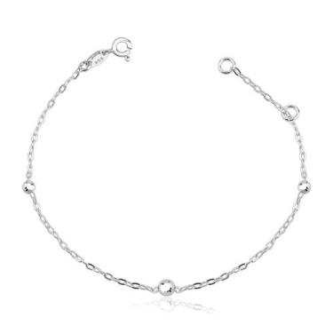 Imagem de Pulseira Infantil Bolas 3mm 4mm Prata 925 - Atraktiva Jóias, 15cm