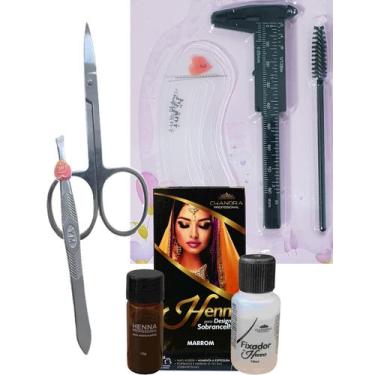Imagem de kit henna sobrancelha profissional chandra renna rena fixação pelo pel