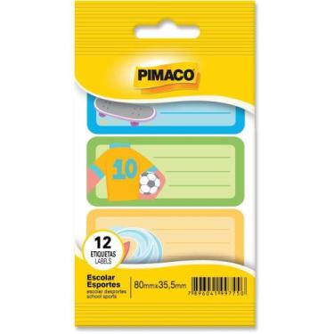 Imagem de Etiqueta Escolar Decorada Esportes 80X35,5MM com 12 Etiquetas - Pimaco
