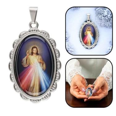 Imagem de Medalha Pingente Jesus Misericordioso Oval - FORNECEDOR 1