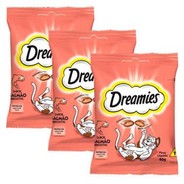 Imagem de Kit 3 Petiscos para Gatos Dreamies Adultos Sabor Salmão Irresistível 4
