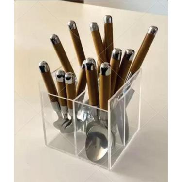 Imagem de Porta Talheres com 4 divisórias - Acrílico Cristal -JK acrílicos - jka