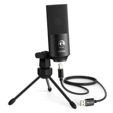 Imagem de Microfone Condensador Fifine, Cardióide, USB, Preto - K680