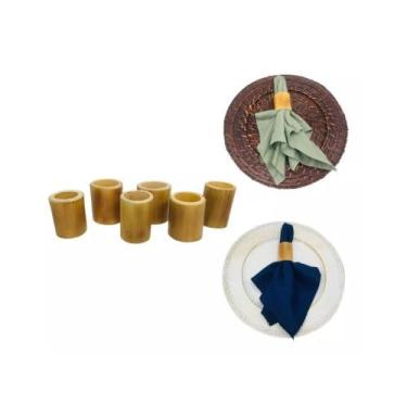 Imagem de KIT 6 Porta Guardanapo Bambu Natural Rustico Natural Argola - ONYX,  B