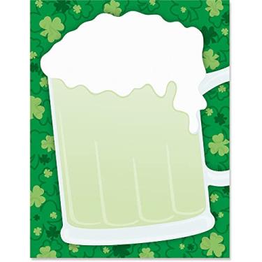 Imagem de Paperdirect Papel de papelaria com tema de férias Green Beer Spring St Patrick, papel de borda, papel timbrado 21 x 28, 25 folhas, papel de escrita premium elegante, papel decorativo para impressora