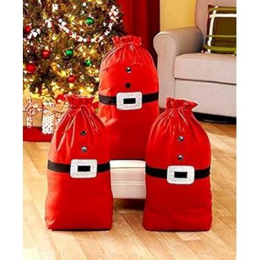 Imagem de Conjunto de 3 sacos de Papai Noel de tecido grande