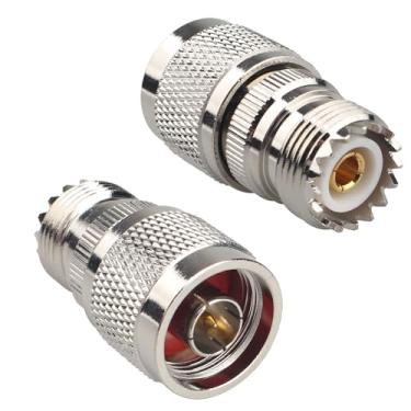 Imagem de Futheda 2 peças N macho para SO239 UHF fêmea adaptador RF conector coaxial compatível com cabo de extensão coaxial transmissão Wi-Fi rádio sinal de telefone antena sem fio LAN dispositivo repetidor