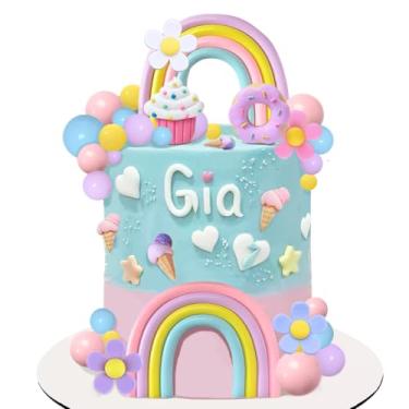 Imagem de Rainbow Cake Topper Candyland Cake Topper with for Sweet Kids Cartoon Friends Theme Boho Daisy Birthday