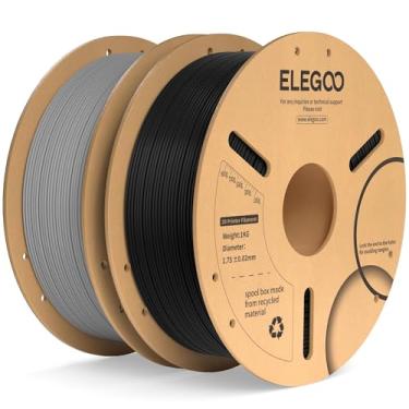 Imagem de ELEGOO Filamento PLA Plus 1,75mm Preto e Cinza 2KG, Filamento PLA+ de Impressora 3D mais Resistente e mais Forte Precisão Dimensional Pro +/- 0,02 mm, Carretel de 2 Unidades de 1kg (2,2lbs)