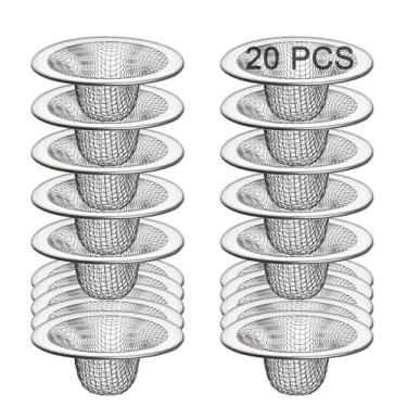 Imagem de Beyoslf 20Pcs Tela de Filtro de Ralo de Pia de Banheiro, 2,75'' Aço Inoxidável Cesta de Filtro de Ralo de Pia Cesta de Malha de Ralo Coletor de Cabelo Tampa de Filtro para Lavatóri (2,75'' (20 Unidade