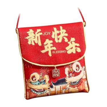 Imagem de oshhni Envelope vermelho de ano novo chinês hong bao com cordão para meninos meninas pacote de pano vermelho pacote de presente desenho animado bolso de, Feliz Ano Novo