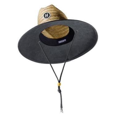 Imagem de Chapéu de palha para homens e mulheres | Chapéu salva-vidas, chapéu de praia e chapéu de sol | Aba larga FPS 50+ para proteção solar | Tamanho único | Hemlock, Preto liso, One Size-Large