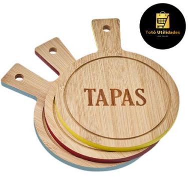 Imagem de Kit Mini Tábuas para Queijo Bambu Redonda 3 Peças Colorida Hauskraft
