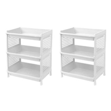 Imagem de Kit 2 Prateleira Estante De Plástico 3 Andares Multiuso Desmontável 40