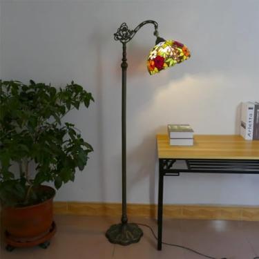 Imagem de Lâmpada de assoalho LED retrô americano Criatividade luxuosa europeia Sala de estar Quarto de estudo Villa Hotel Vidro colorido Lâmpada de assoalho de leitura (Estilo 13)