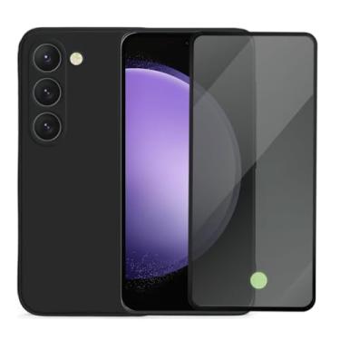 Imagem de Capa Aveludada e Película de Privacidade 3D Compatível Samsung Galaxy S23 FE Capinha Preta Premium e Película Anti-Espião