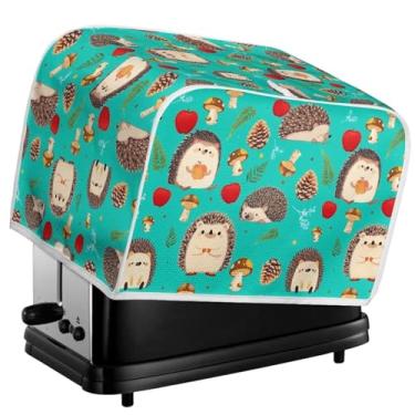 Imagem de Daulesho Capa para torradeira de ouriço fofa, capa para máquina de fazer pão de maçã 2 e 4 fatias de pão, capas de utensílios pequenos de cozinha turquesa laváveis resistentes a manchas -P