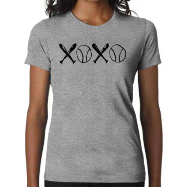 Imagem de Baby Look Xoxo Baseball - Foca na Moda, Cinza, P
