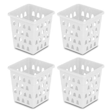 Imagem de Kit 4 Cesto Organizador Quadrado Alto Multiuso 10,5 x 10,5 Branco Pret