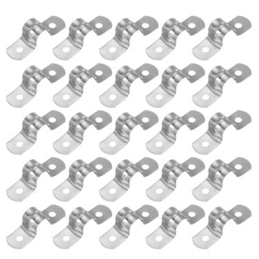 Imagem de PATIKIL Correia de tubo rígido de 2/5" (10 mm), 25 peças braçadeira de conduíte de aço inoxidável 304 2 furos suporte em U braçadeira de tubo para fixação de fio de cabo de tubulação