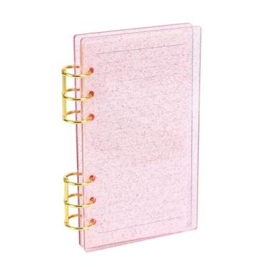 Imagem de A5 Capa para notebook de PVC transparente padrão com 6 anéis, protetor de notebook, anel redondo, fichário, folha, para notebook, diário, escritório, material de papelaria (ouro rosa)