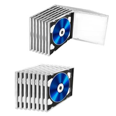Imagem de DXNQ 15 peças padrão único transparente CD Jewel Case, plástico à prova de poeira design clássico CD, capa compacta de CD DVD com bandeja transparente montada para proteção e substituição (preto,