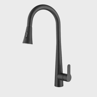 Imagem de Torneira Misturador De Cozinha Preto Fosco Monocomando Extensível Gourmet De Bancada
