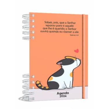 Imagem de Agenda Gospel Cristã 2024  - gatinho oração - A5 2024 - Um Versículo e