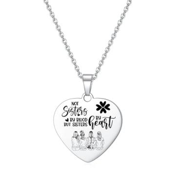Imagem de COMTRUDE Colar de irmãs de Best Friends, colar com pingente de coração, presente de amizade feminina, material de aço inoxidável para mulheres, Prata esterlina, Sem Pedra Preciosa