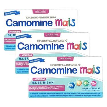Imagem de Kit 3 Camomine Vitamina B2 B7 B12 e K Com 20 Capsulas Arte Nativa