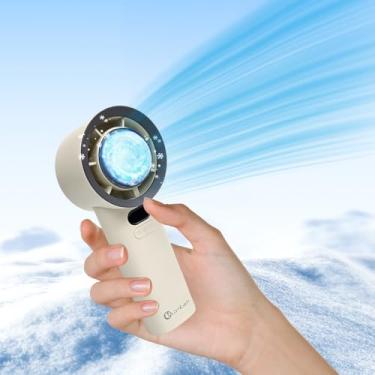 Imagem de lomitech Ventilador portátil, ventilador manual de alta velocidade 1-100 mini ventilador turbo ajustável, ventilador pessoal recarregável com display digital viagem ao ar livre casa essencial