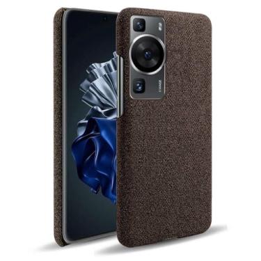 Imagem de Capa para Huawei P60 Pro,Capa desenhada em lona,Case Protetora Ultrafina com Empunhadura Macia,Design em Tecido Antichoque e Antiarranhões-Brown
