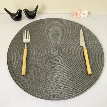 Imagem de Kit 8 Lugares Jogo Americano Redondo Descanso Prato Sousplat De Mesa Posta Jantar (Cinza Escuro)