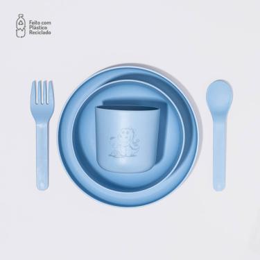 Imagem de Kit Alimentação Infantil Leo Petit Piá 5 Peças Prato Talher
