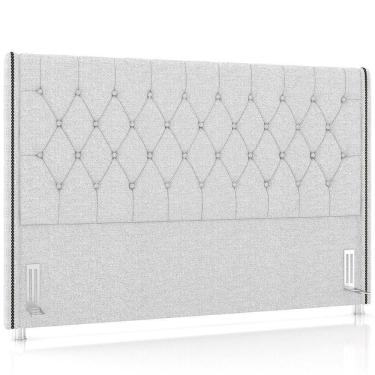 Imagem de Cabeceira Cama Box Queen 160cm Estofada Frizza P05 Linho Cinza Claro