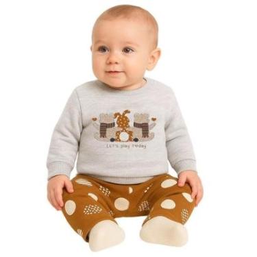 Imagem de Conjunto Bebê Menina Moletom Peluciado Com Bordado e Legging Estampada Kyly-Feminino
