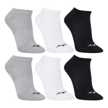 Imagem de Kit Meia Mizuno Prime I C/ 6 Pares, Cinza, Preto, 33/38