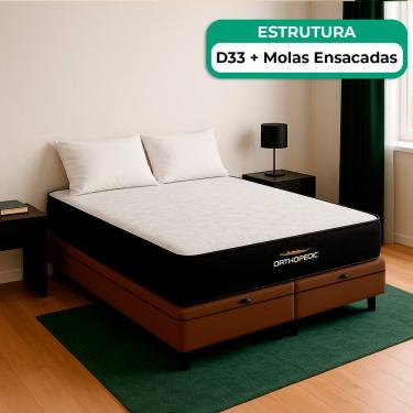 Imagem de Cama Box Baú King e Colchão Orthopedic D33 V-Store
