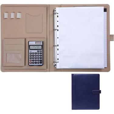 Imagem de Estojo De Escrita A4, Estojo De Conferência Em Couro, Estojo De Documentos Com Zíper, Pasta à Prova D'água Com Pasta De Anel, Prancheta, Bloco De Notas, Pasta De Pasta De Port, Blue