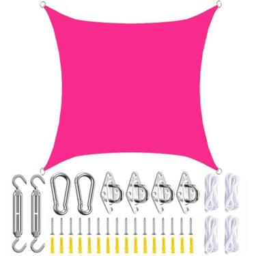 Imagem de TBATM Sol ao ar livre sombras retângulo, sol sombra vela impermeável 95% UV bloco, jardim sombra vela rosa com corda livre, toldo toldo para pátio acampamento piscina varanda,B,6X6m