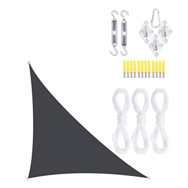 Imagem de TBATM Grande Jardim Sombra Vela Impermeável 5x5x7.1m Toldos,Triângulo Sol Sombra Vela 95% Uv Bloco,Triângulo Sol Toldo com Kit de Fixação,Vela Parasol para Pátio Varanda Piscina Bbq,Black