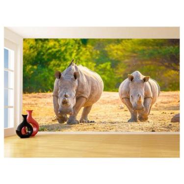 Imagem de Papel De Parede 3D Animais Casal Rinocerontes 3,5M Anm548 - Você Decor