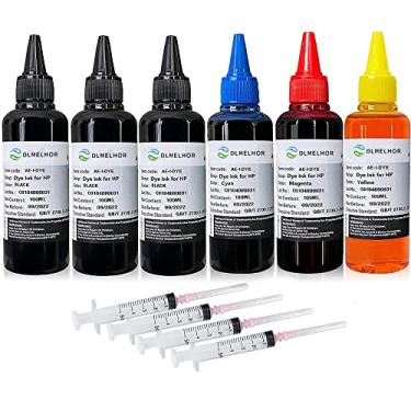 Imagem de Kit de refil de tinta para impressora HP 61 60 62 63 950 902 564 920 901 940 cartuchos de tinta recarregáveis (3 pretos, 1 ciano, 1 magenta, 1 amarelo) 100 ml x6 garrafas, com seringa