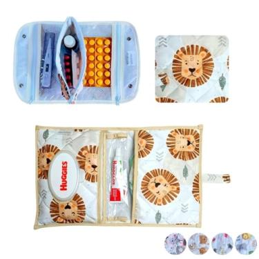 Imagem de Farmacinha Necessaire Porta Remédios Portátil + Porta Fraldas, lenço Umedecido e Pomada Menina MeninoPara Bebê(LEÃOZINHO)