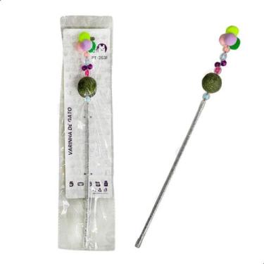 Imagem de Varinha Brinquedo de Gato Com Miçangas Catnip Erva Sinos Bola Pet inte